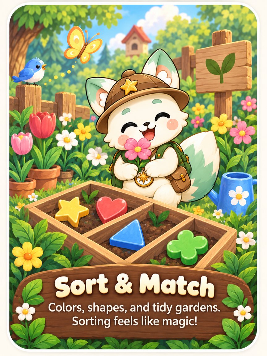 Sort and Match — colors, shapes, and tidy gardens